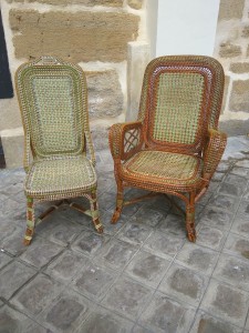 Fauteuil et Chaise en rotin Perret & Vibert