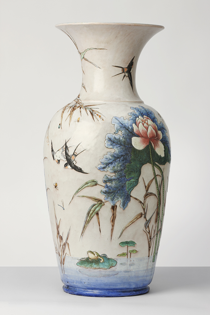 Jardinière Ancienne Signée Eugène Collinot - Céramique émaillée - Vers 1870, Style Art Nouveau